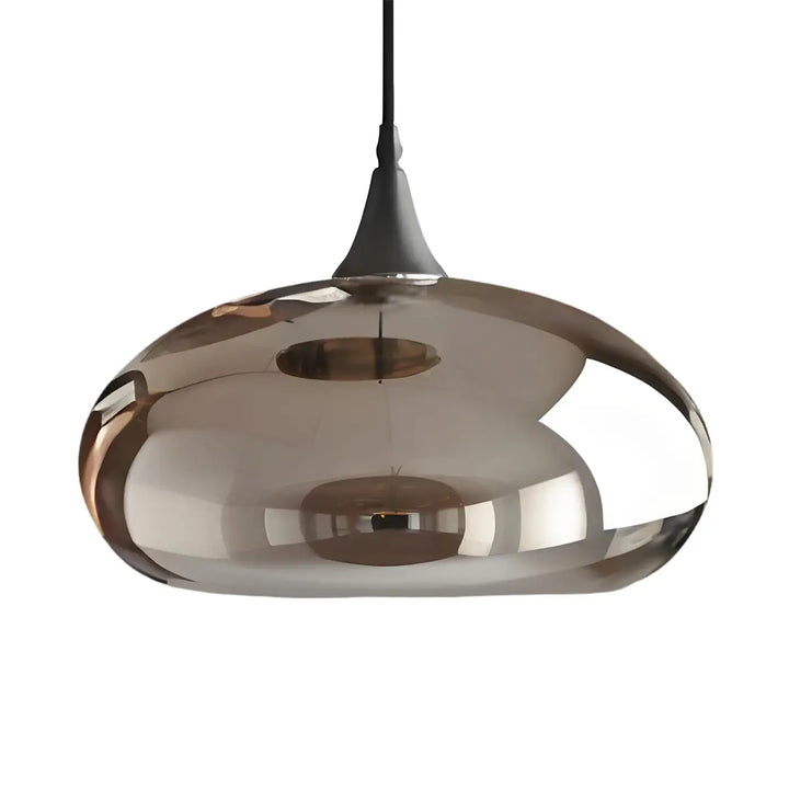Suspension moderne en verre fumé brun à trois lumières design