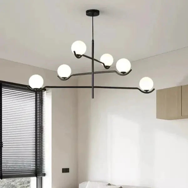 Modern Glass Ball Led Ceiling Chandelier Black Gold for Bedroom Living Dining Room Table Pendant Lamp Lusters Luminaire