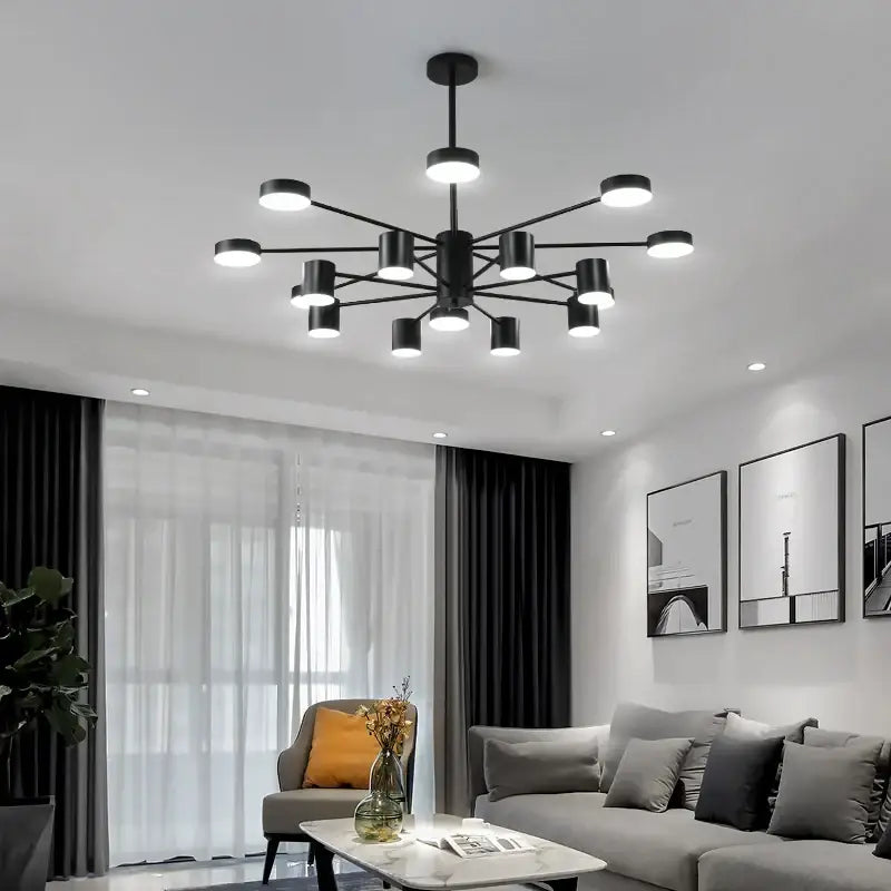 Led Chandelier Light for Living Dining Room Bedroom Ceiling Modern Nordic Pendant Lamp Black Chandelier Indoor Light