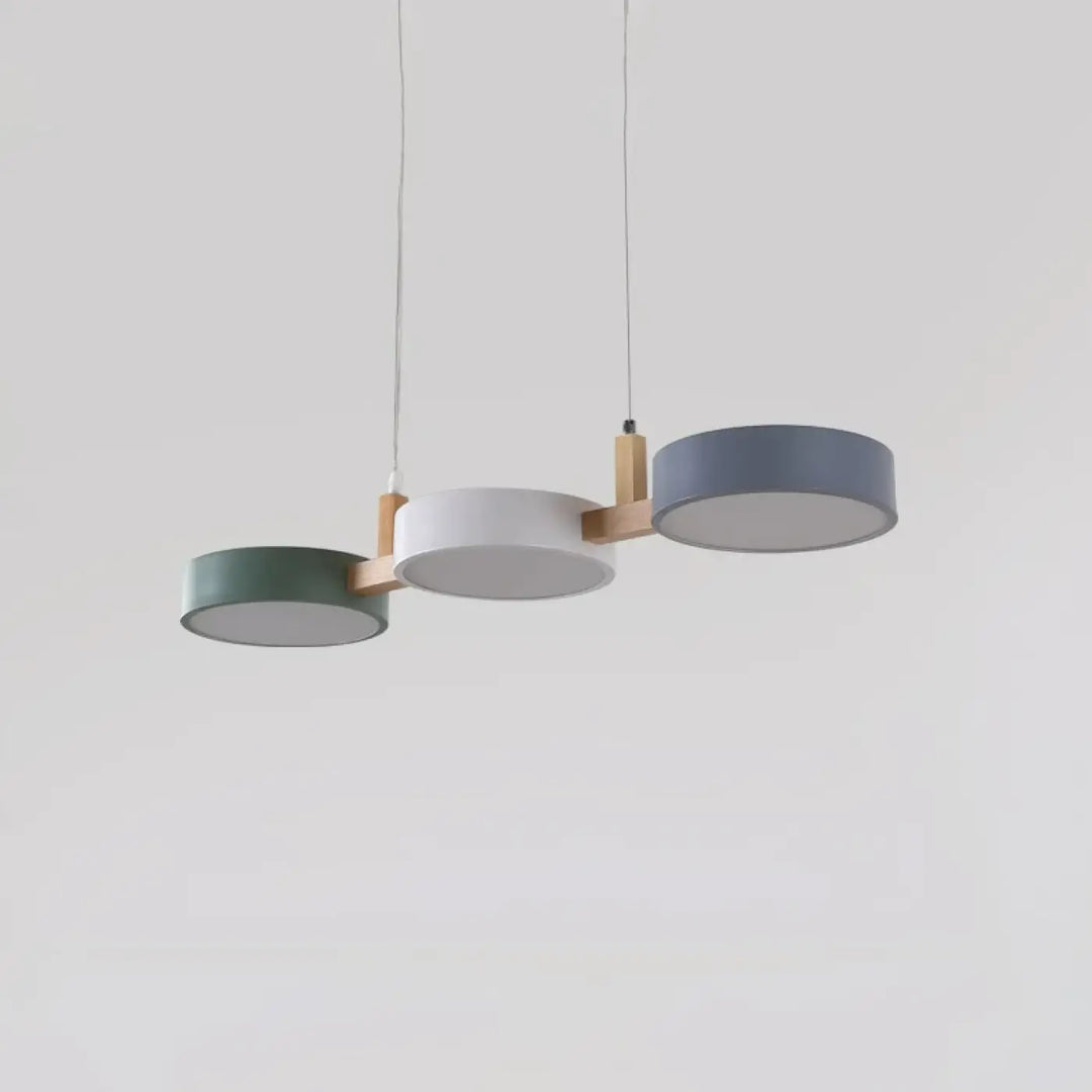 Suspension nordique triple rond bois et couleurs