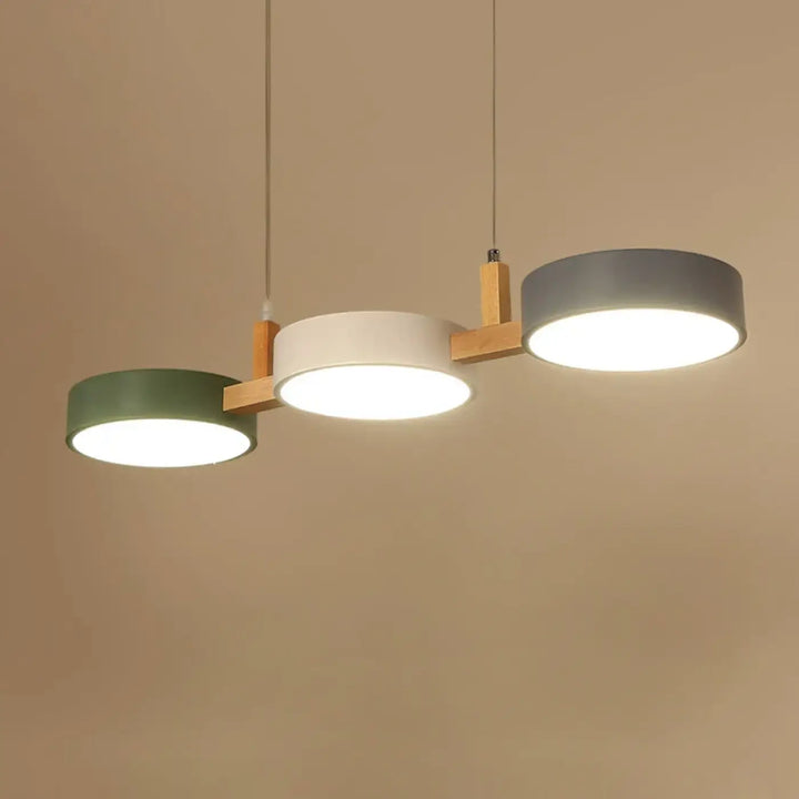 Suspension nordique triple rond bois et couleurs