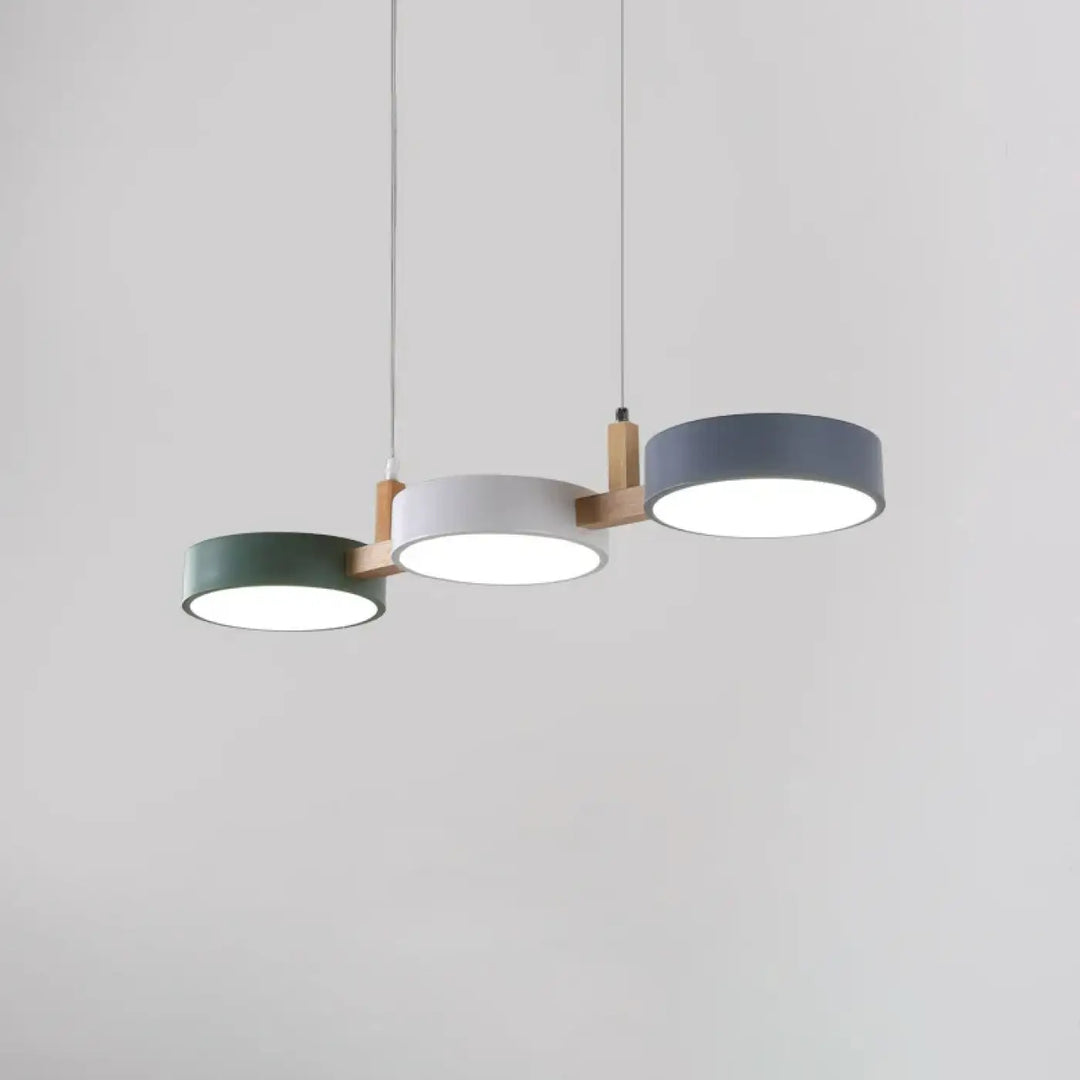 Suspension nordique triple rond bois et couleurs