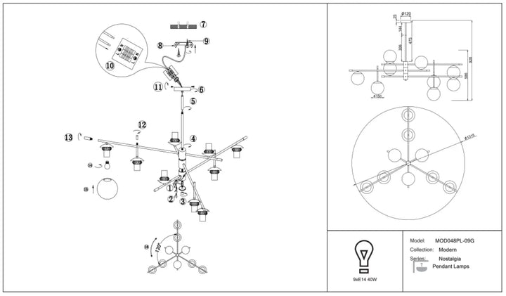 Suspension luminaire nostalgia xxl avec verre opalin et indice ip20 design minimaliste et sphères en verre