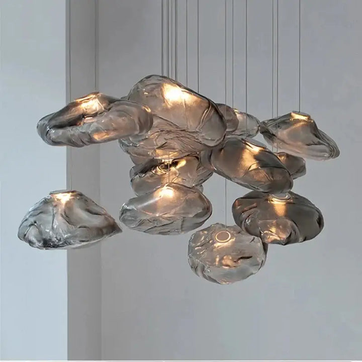 Suspension Nuage en Verre Sculpté Design Moderne

