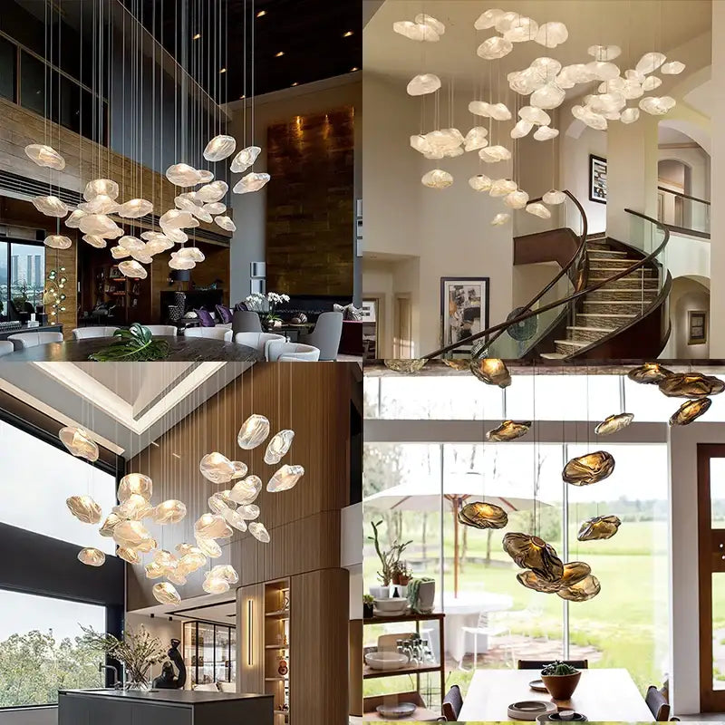 Suspension Nuage Verre Sculpté Design Moderne Élégant

