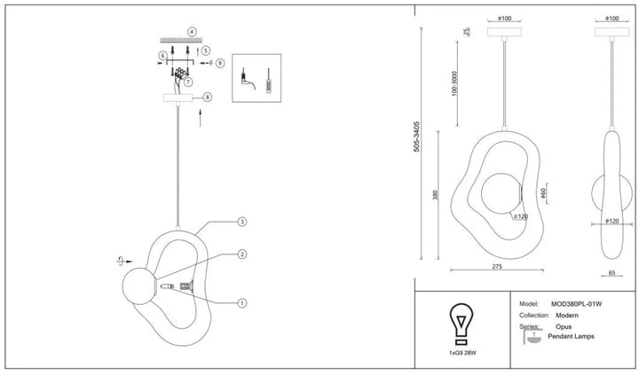 Suspension luminaire opus avec volume irrégulier et lumière douce incarnant le design volume wabi-sabi moderne