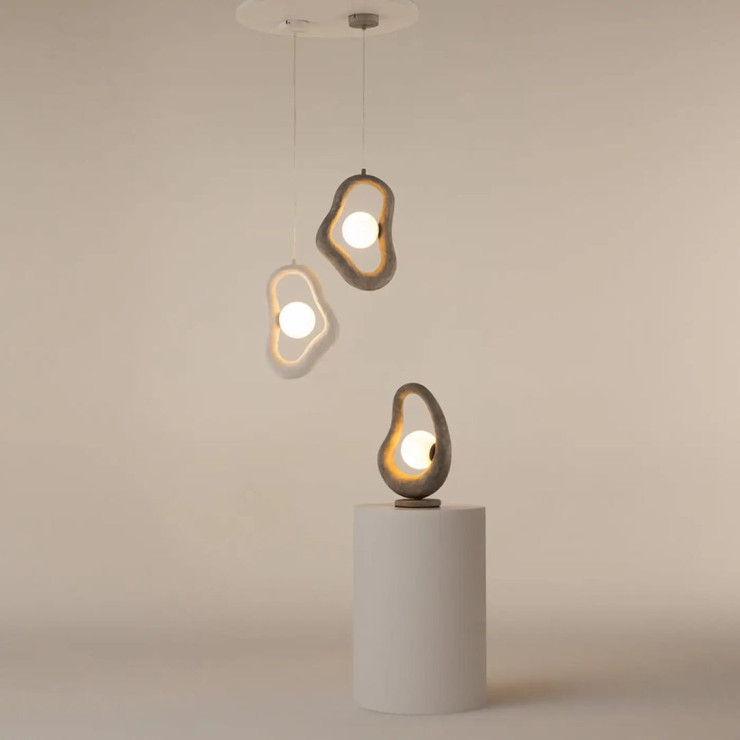 Suspension opus avec volume irrégulier en forme dœuf finition métallique chaude pour lumière douce et design moderne