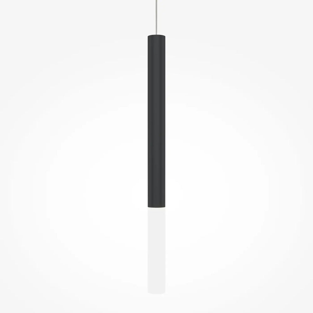 Suspension luminaire pro shade tube biseauté en cylindre noir mat avec diffuseur blanc translucide minimaliste