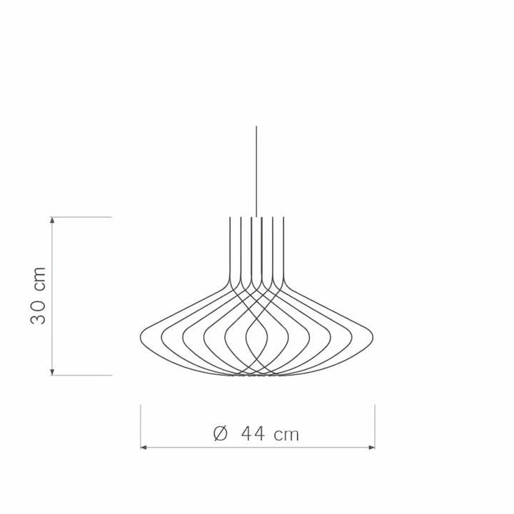 Suspension püntaskaldazöl en métal fin avec design minimaliste en courbes concentriques bois fsc