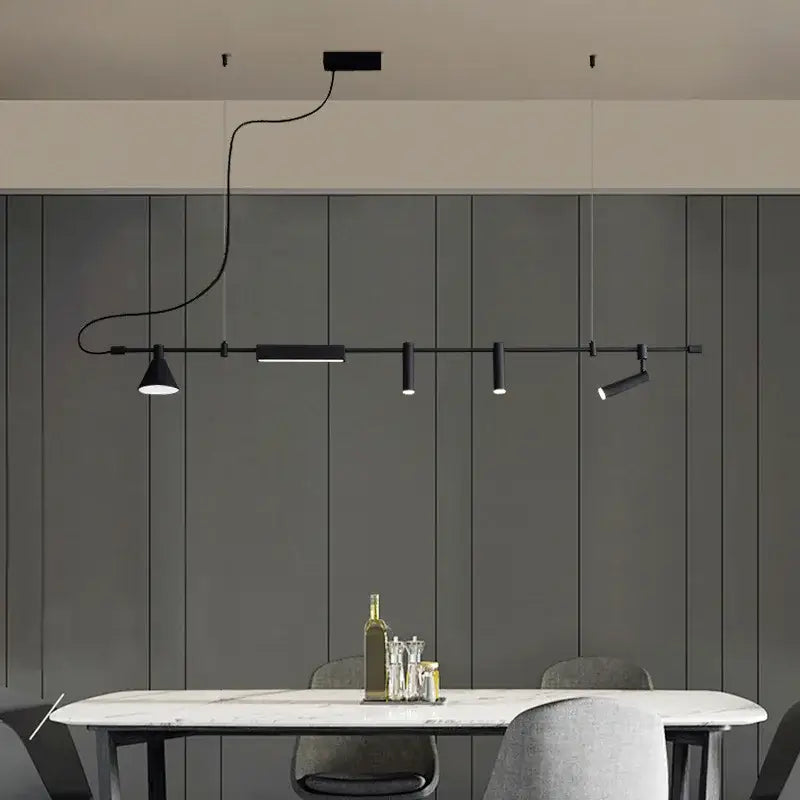 Suspension Rail Noir Moderne Spots Orientables Cuisine

