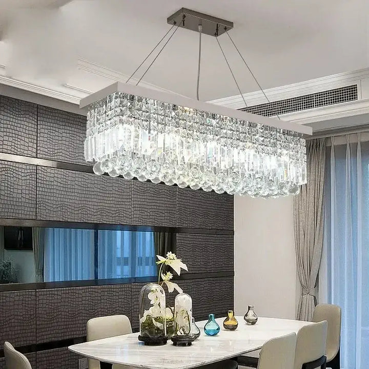 Suspension Rectangulaire Cristal Design Moderne Élégant


