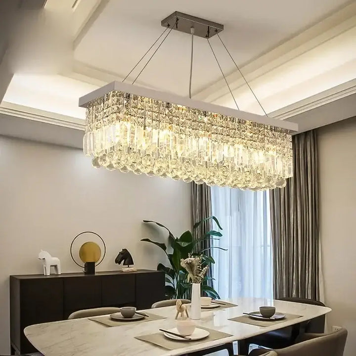 Suspension Rectangulaire Cristal Design Moderne Élégant

