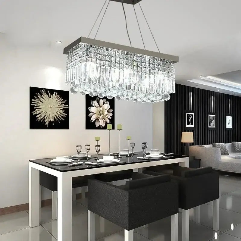 Suspension Rectangulaire Cristal Design Moderne Élégant

