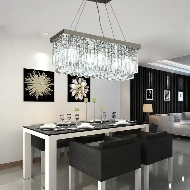 Suspension Rectangulaire Cristal Design Moderne Élégant

