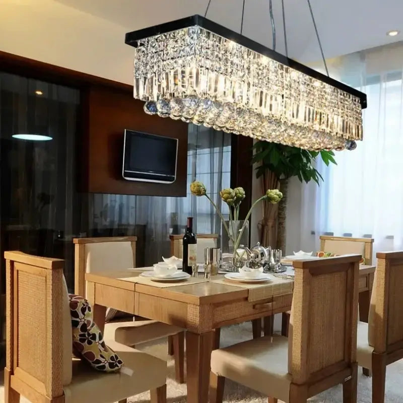 Suspension Rectangulaire Cristal Design Moderne Élégant

