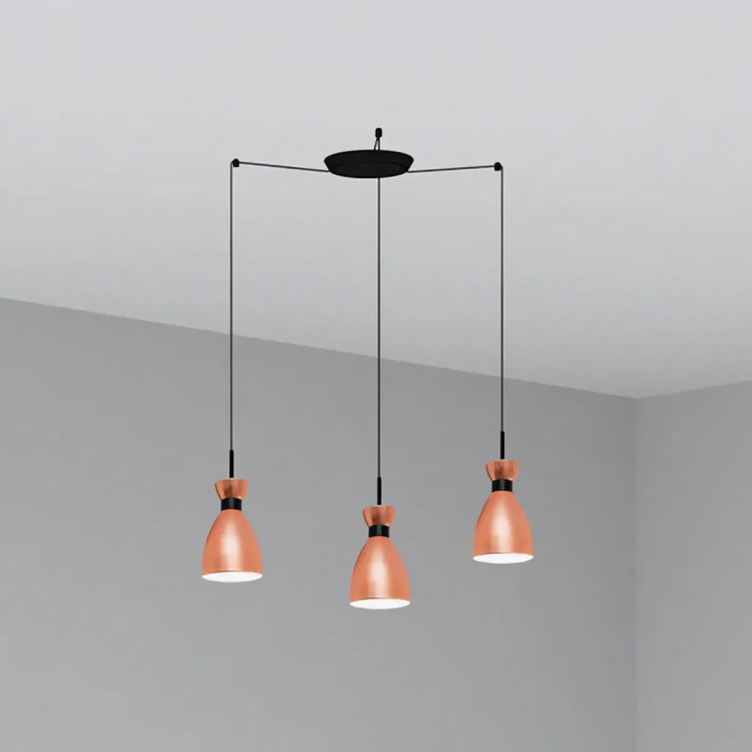 Suspension Retro 3 lumières cuivre de Faro Barcelona