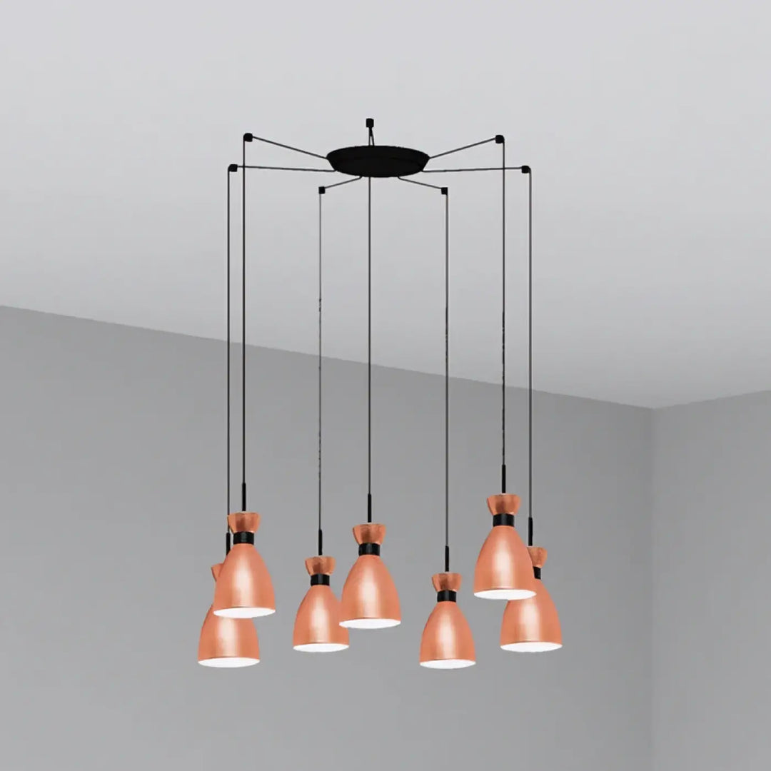 Suspension Retro 7 lumières cuivre de Faro Barcelona