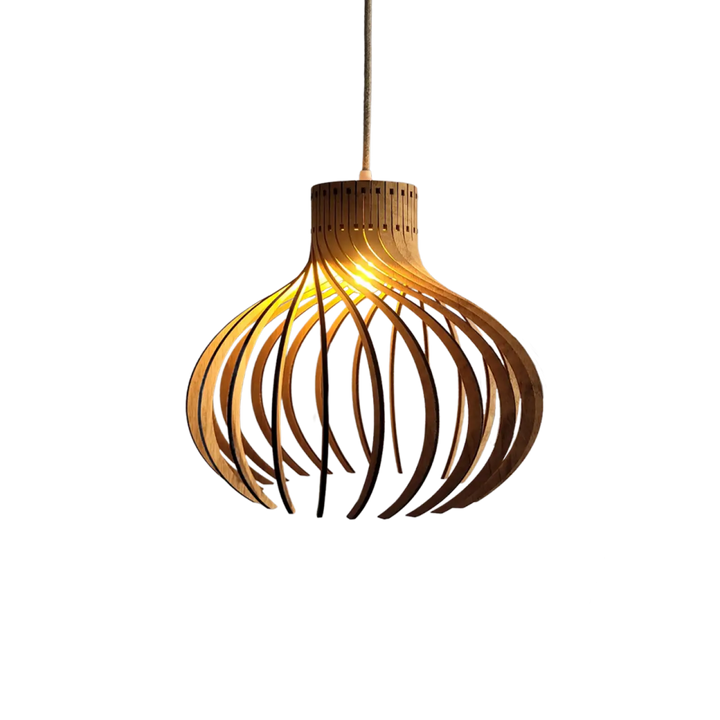 Suspension rinoz piatoni en bois chaud avec design tressé courbé pour un éclairage décoratif intérieur
