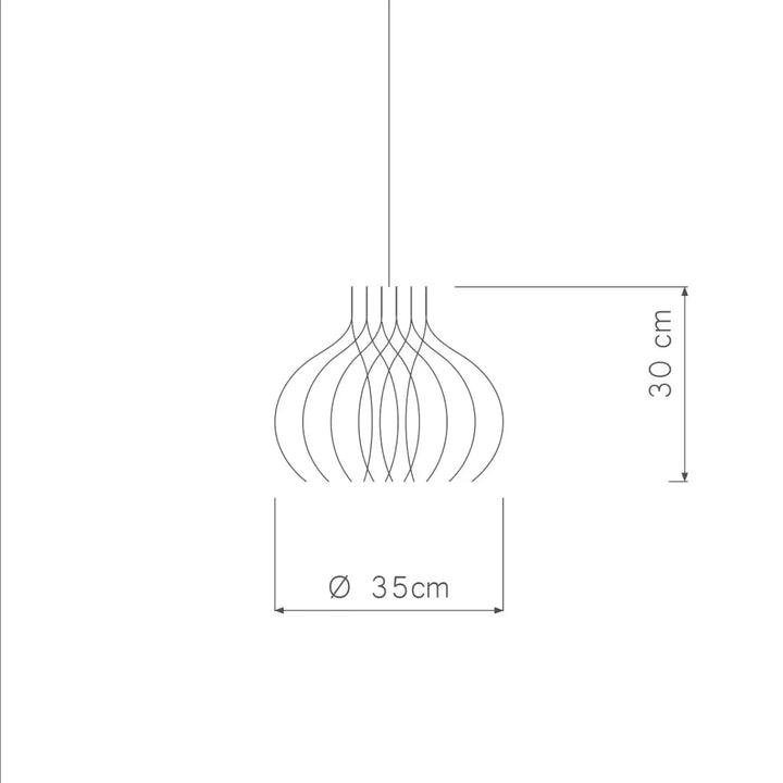 Suspension rinoz piatoni minimaliste avec design organique courbé dimensions 30 cm hauteur 35 cm diamètre
