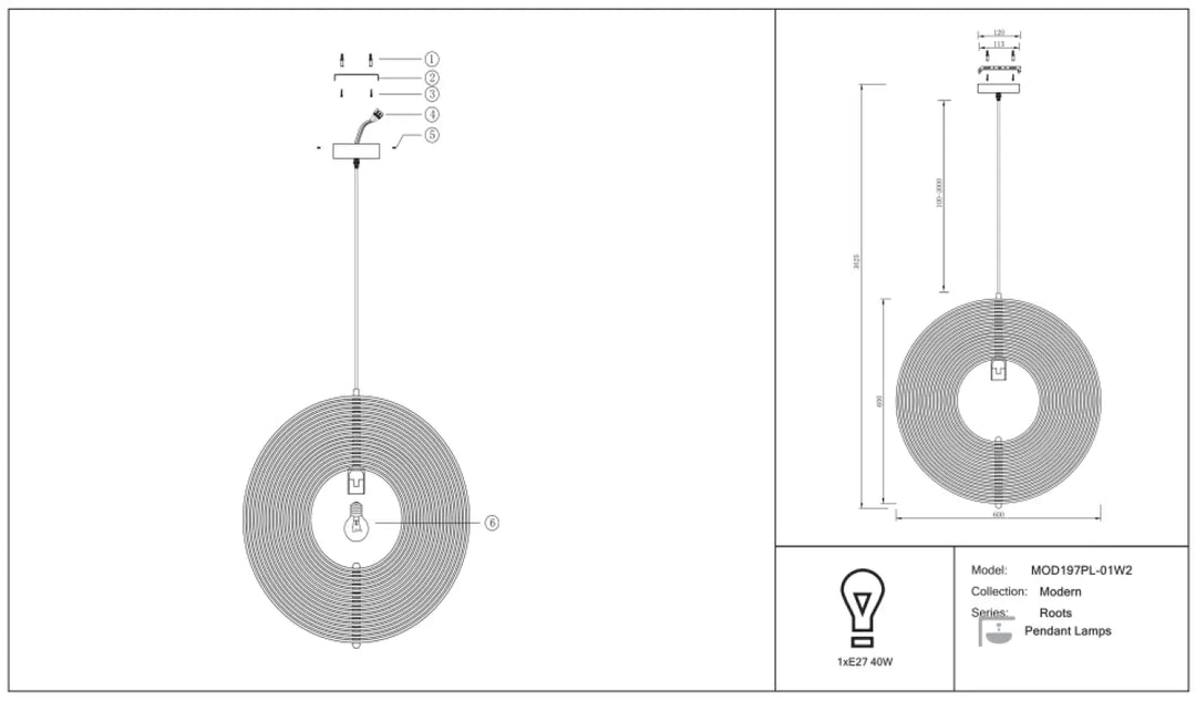 Suspension luminaire roots en bois naturel avec design circulaire coiled et ampoule intégrée au-dessus d’une table