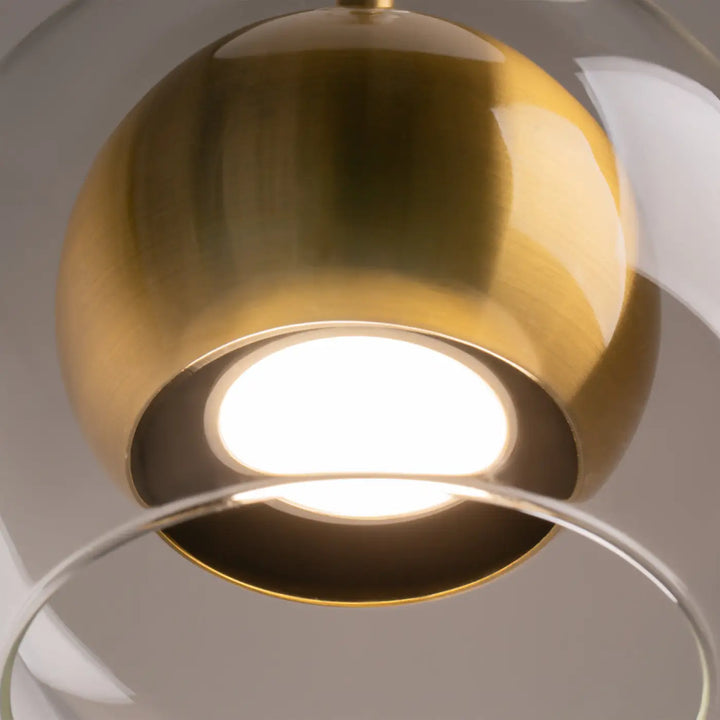 Suspension ros diffuseur vertical en laiton avec culot gu10 et ampoule sphérique lumineuse intégrée