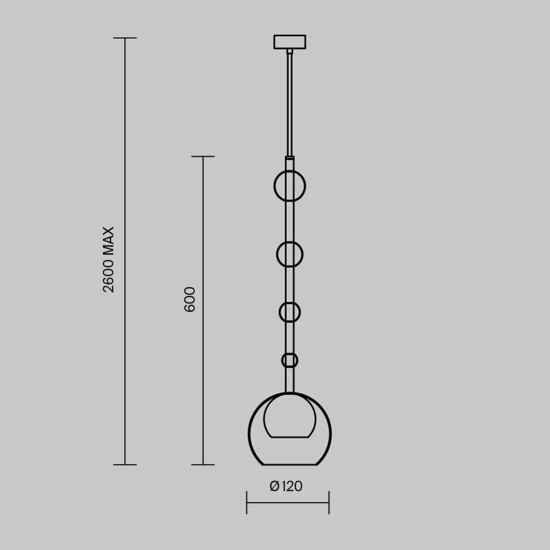 Suspension ros avec diffuseur vertical moderne minimaliste en anneaux circulaires et large abat-jour sphérique avec culot gu10