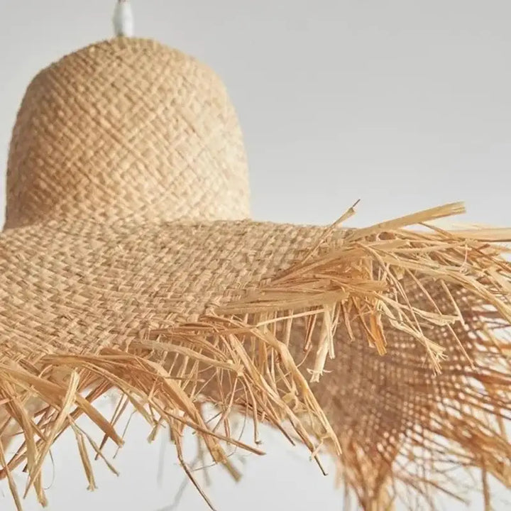 Suspension Rotin Bohème Naturelle Forme Chapeau Déco Authentique