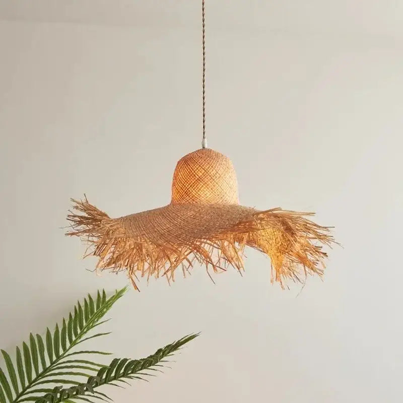 Suspension Rotin Bohème Naturelle Forme Chapeau Déco Authentique
