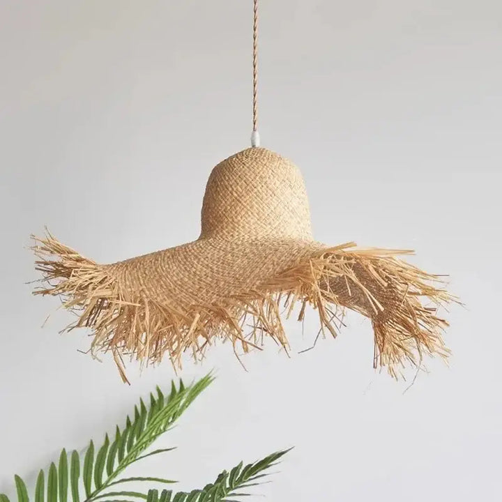 Suspension Rotin Bohème Naturelle Forme Chapeau Déco Authentique