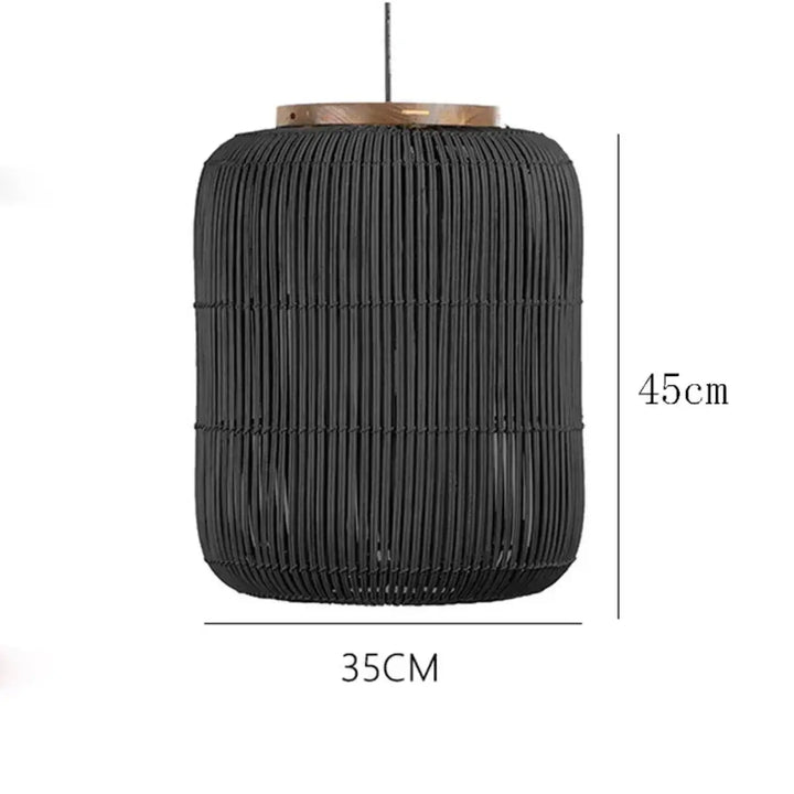 Suspension en rotin naturel cylindrique design bohème