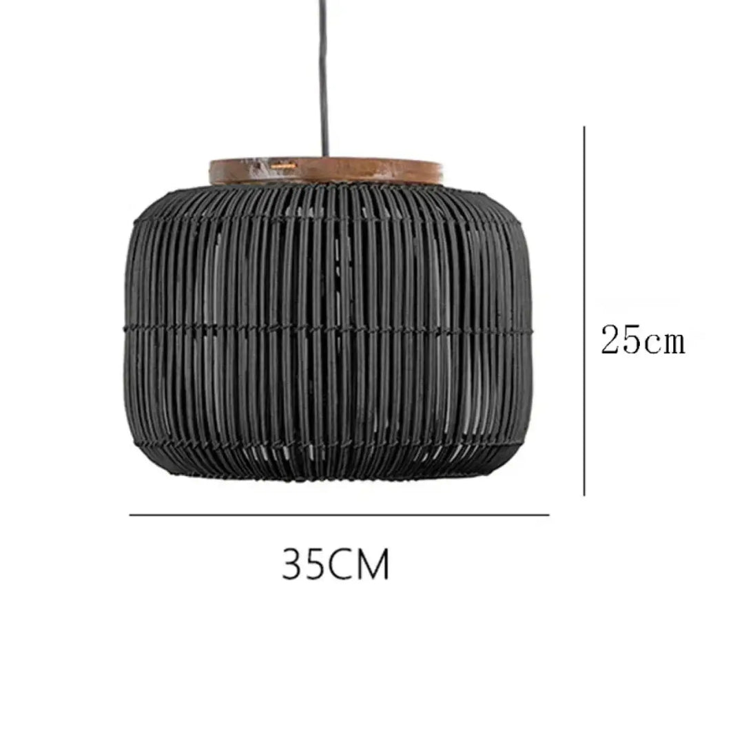 Suspension en rotin naturel cylindrique design bohème