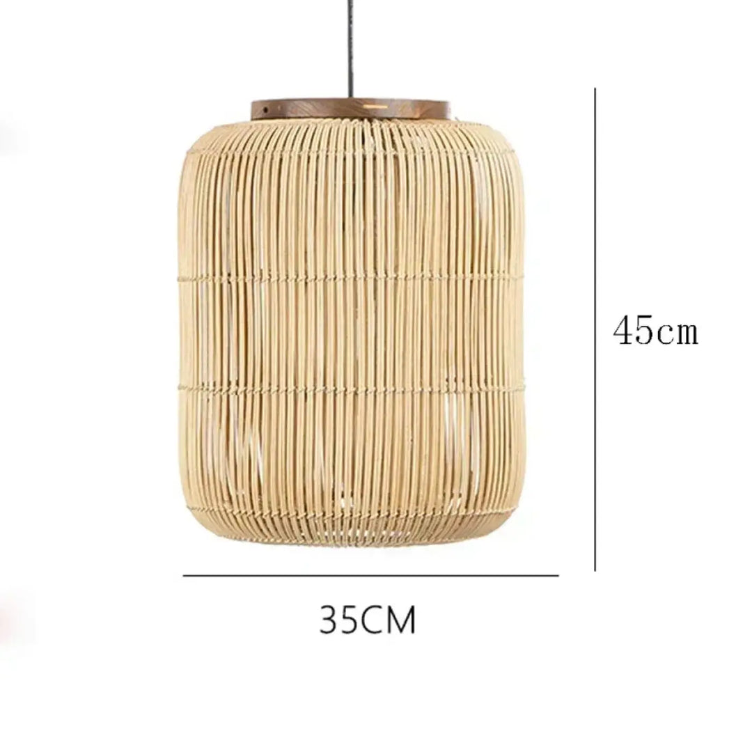 Suspension en rotin naturel cylindrique design bohème