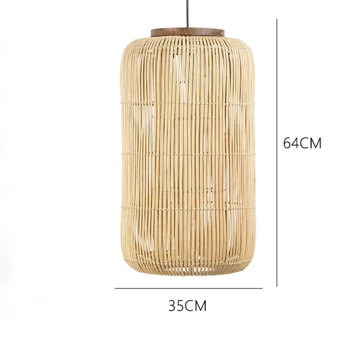 Suspension en rotin naturel cylindrique design bohème
