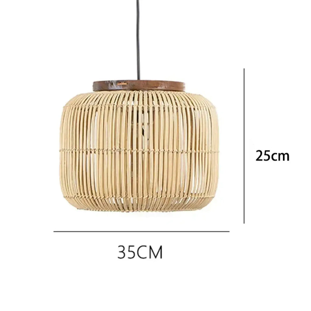 Suspension en rotin naturel cylindrique design bohème