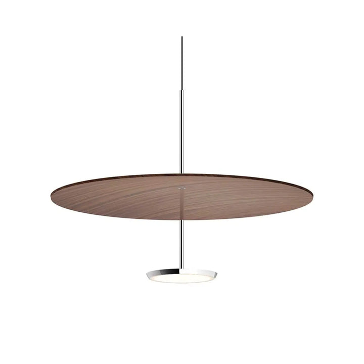 Suspension Sky Dome, abat-jour en noyer et corps aluminium poli, 61 cm