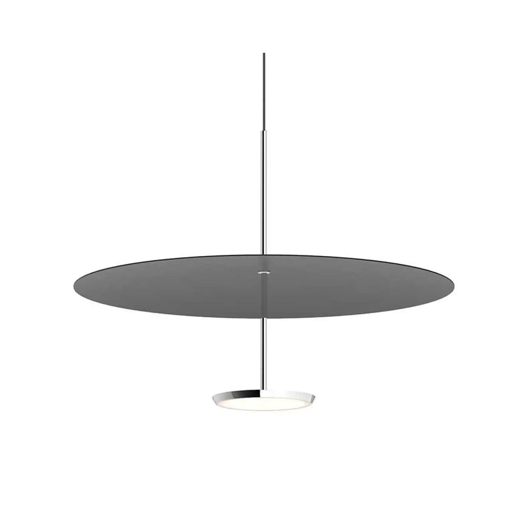 Suspension Sky Dome, abat-jour noir et corps aluminium poli, 61 cm