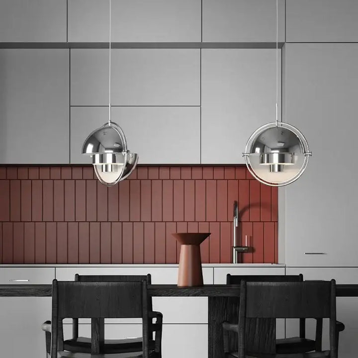 Suspension sphérique métal chromé style industriel moderne pour cuisine