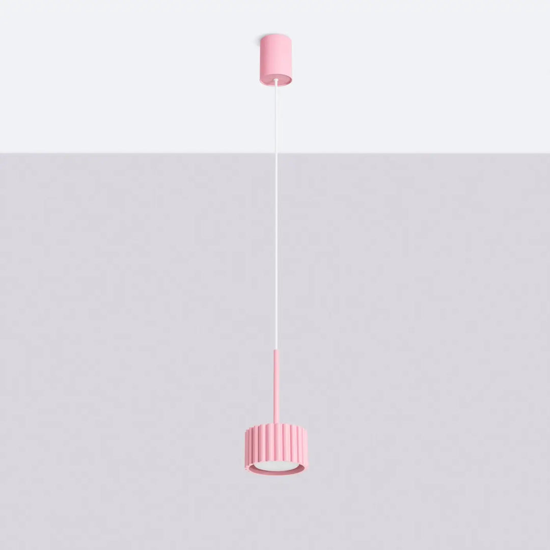 Suspension Aura rose à spot cannelé, éteinte