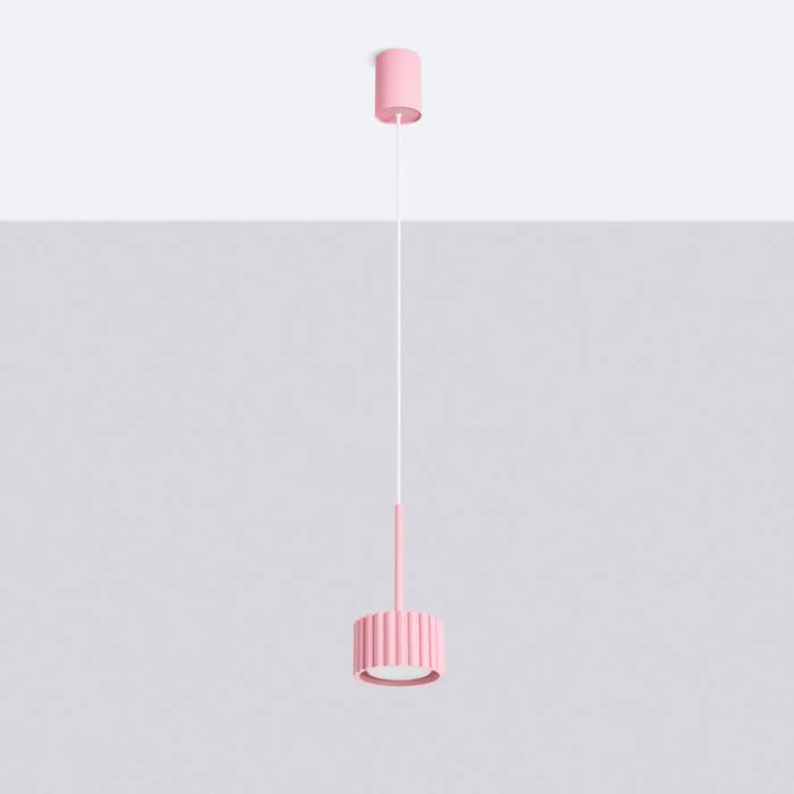 Suspension Aura rose à spot cannelé, éteinte