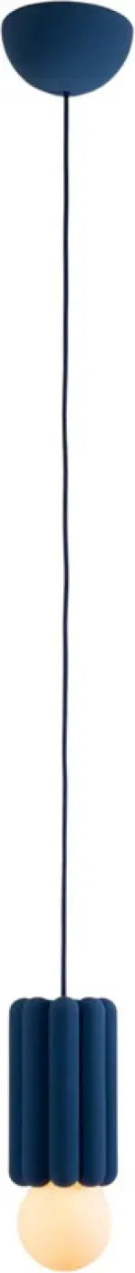 Suspension Stucco No. 3 bleu lapis avec son ampoule globe #couleur_bleu