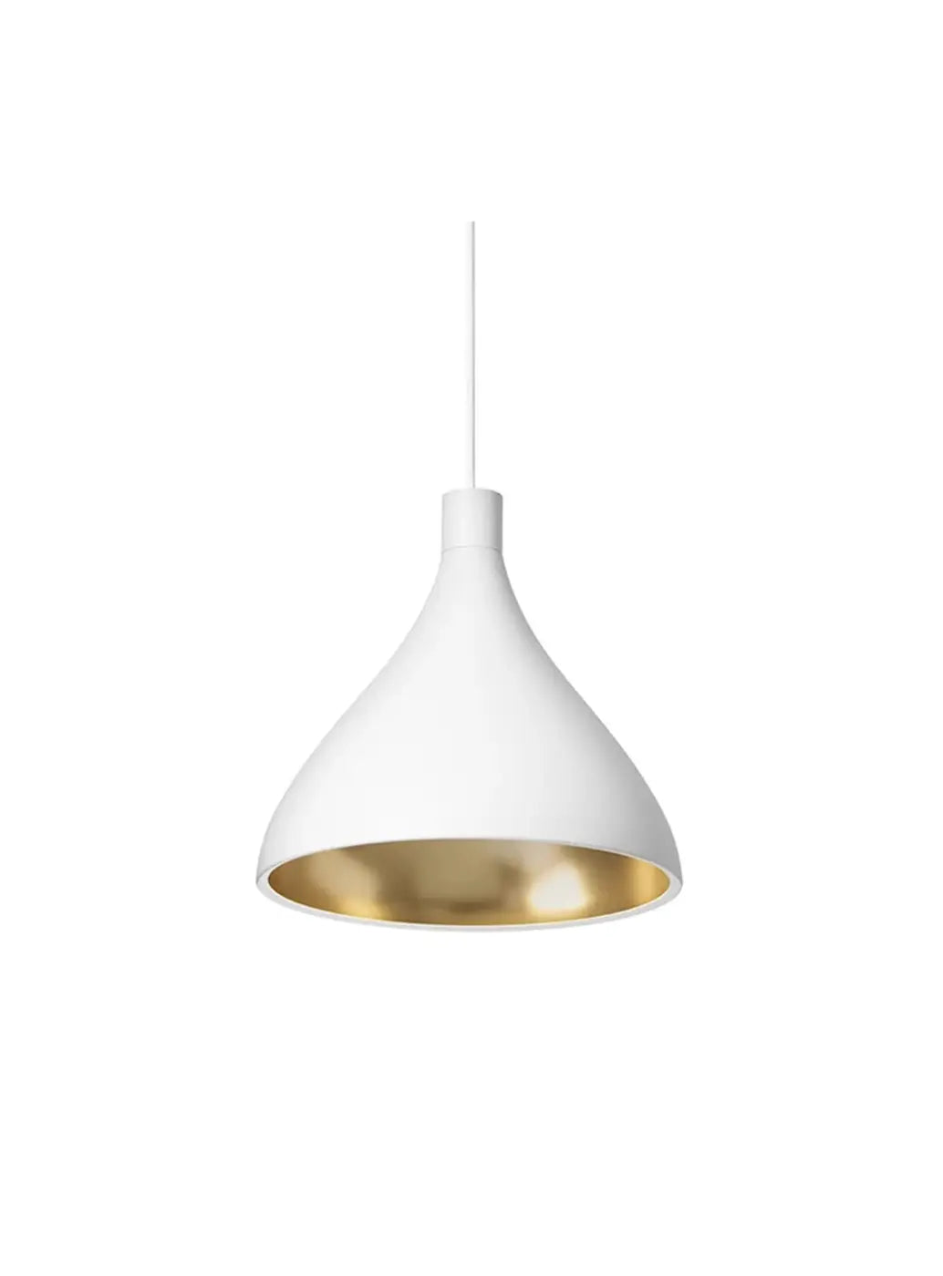 Suspension Swell forme moyenne, extérieur blanc et intérieur laiton