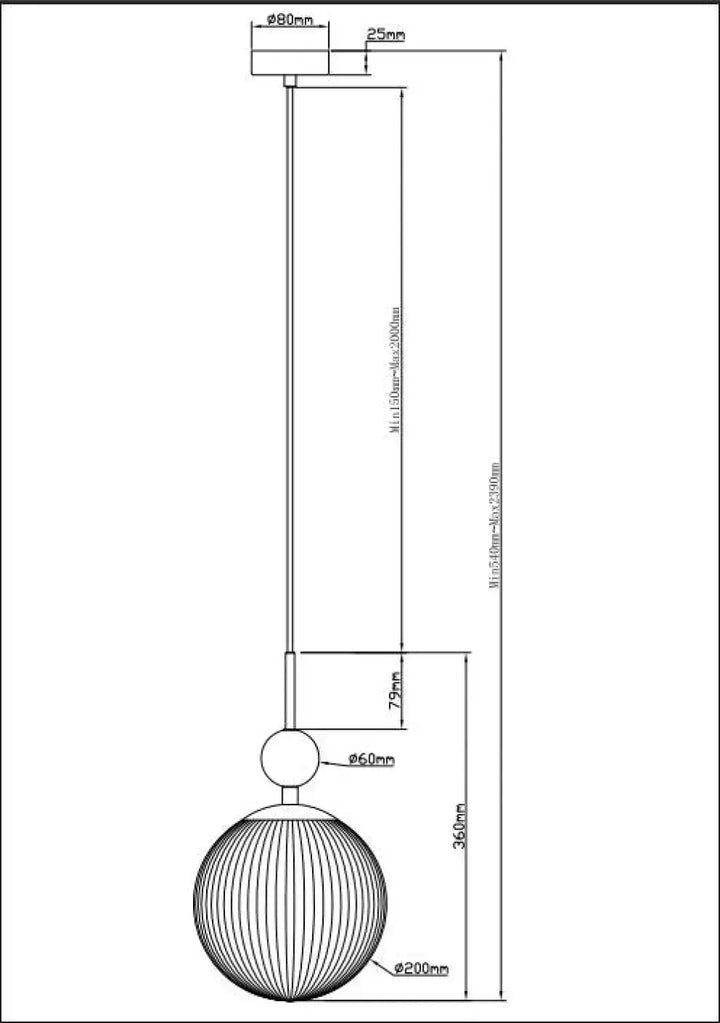 Suspension tavo sphérique avec design en filigrane côtelé et touche minérale au-dessus d’une table