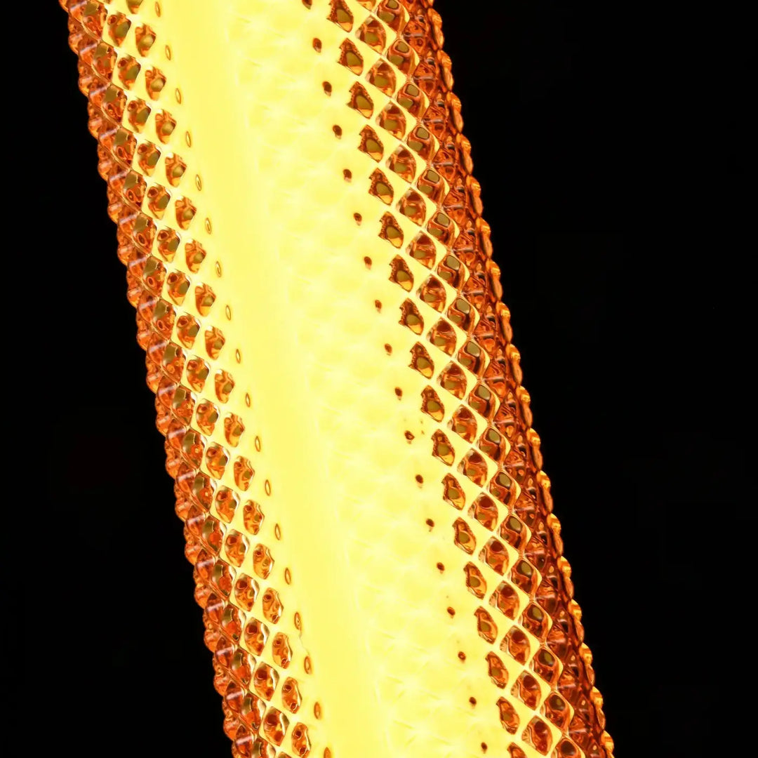 Tube verticale tiffany en suspension tiffany verticale en motif nid dabeille translucide doré avec finition brillante