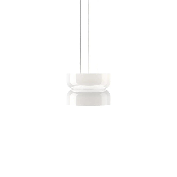 Suspension Totem Pablo Designs en verre opale soufflé, globe C en bas et globe C en haut
