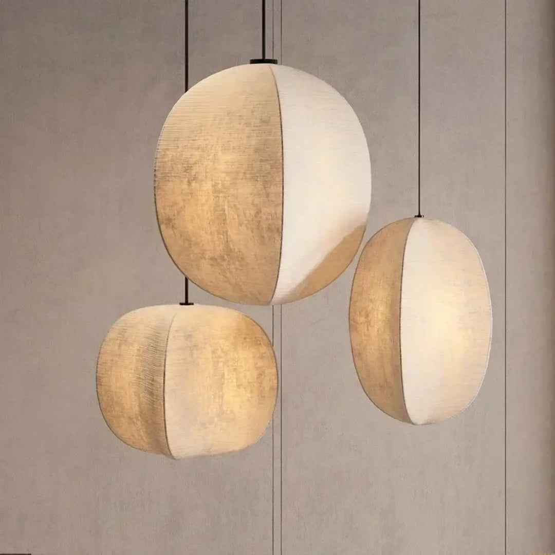 Suspension trio asymétrique en tissu naturel élégante

