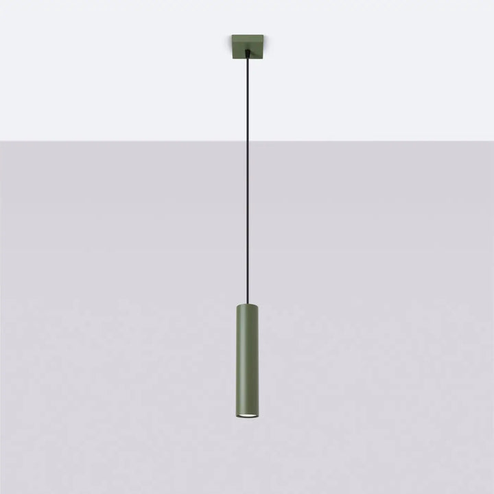 Suspension Lagos à tube en acier lisse vert olive, éteinte