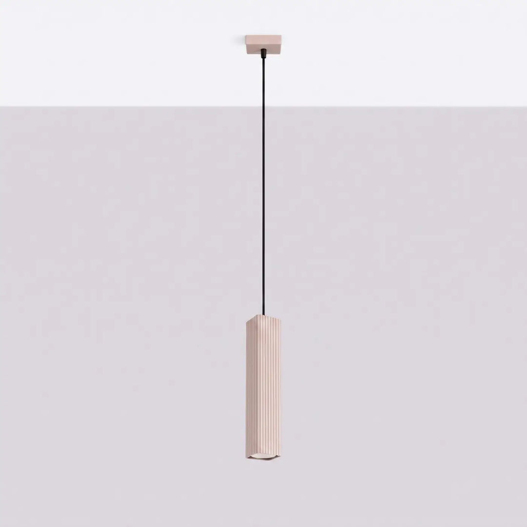 Suspension Rayo taupe à tube cannelé, éteinte