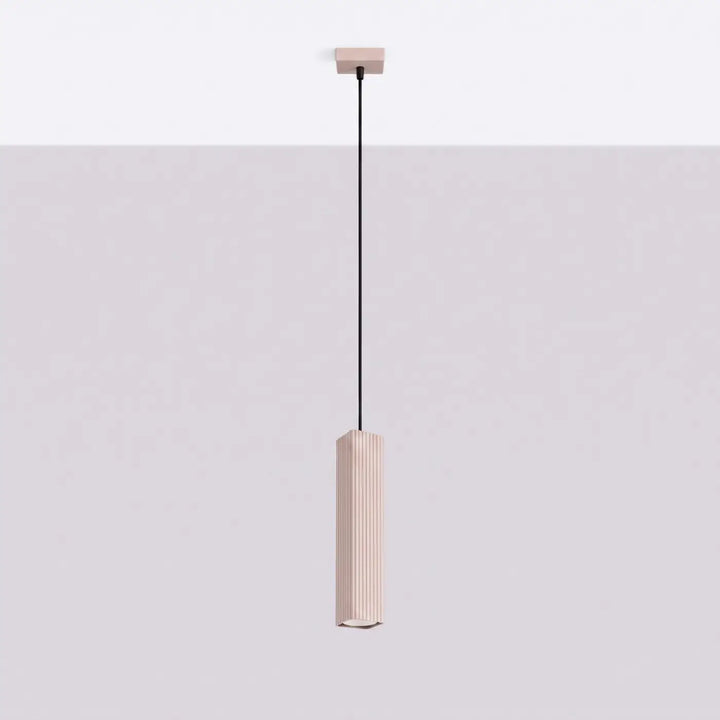 Suspension Rayo taupe à tube cannelé, éteinte