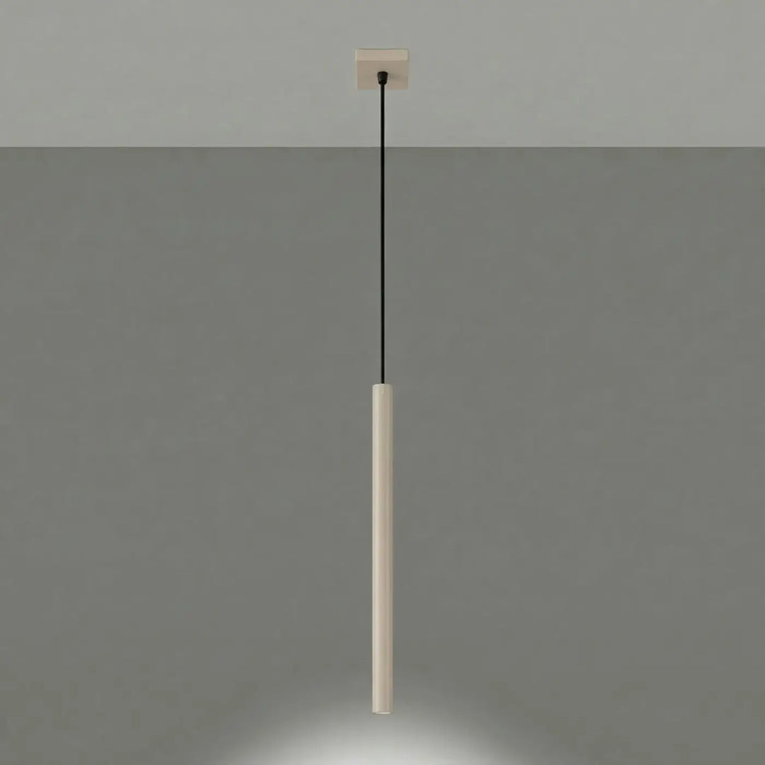 Suspension Pastelo à tube fin taupe, allumée