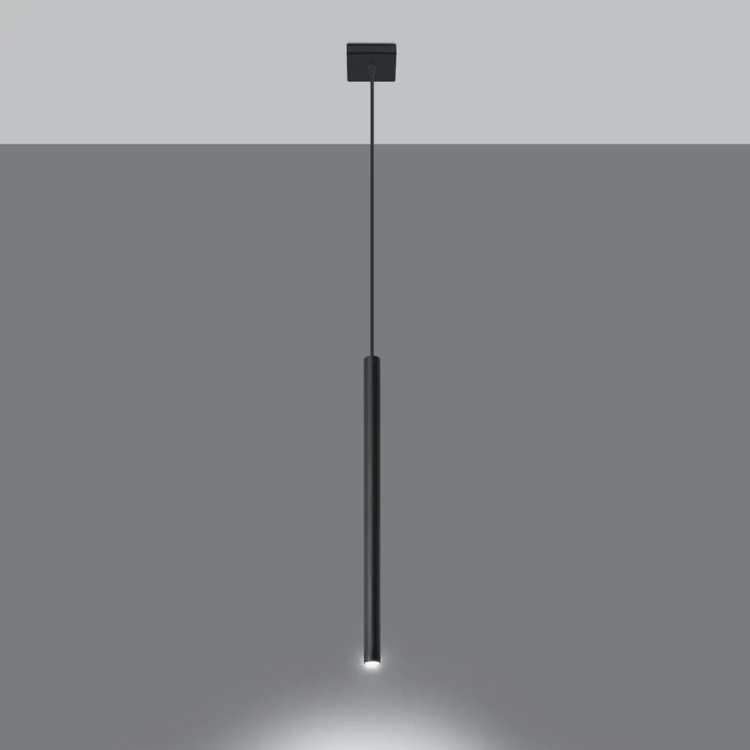 Suspension Pastelo à tube fin noir, allumée